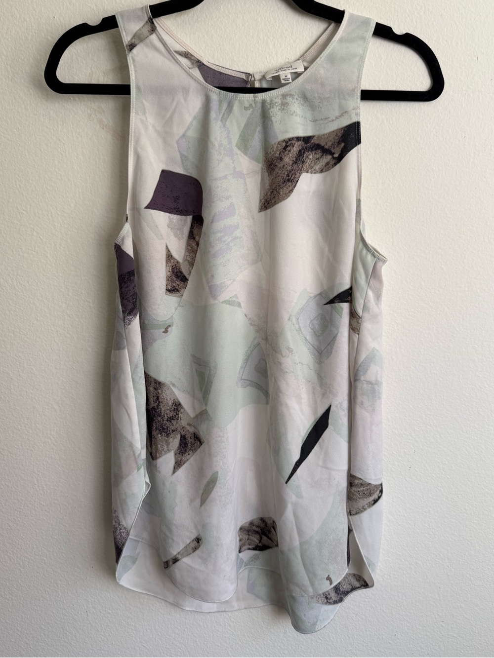Wilfred Abstract Print Silk Trim High Low Tank Blouse M